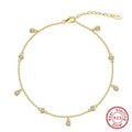 Women's sterling silver anklet with geometric zirconium pendant in gold finish