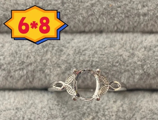 Korean style oval denier ring with 6x8 stone and five-pointed star on electroplated copper band
