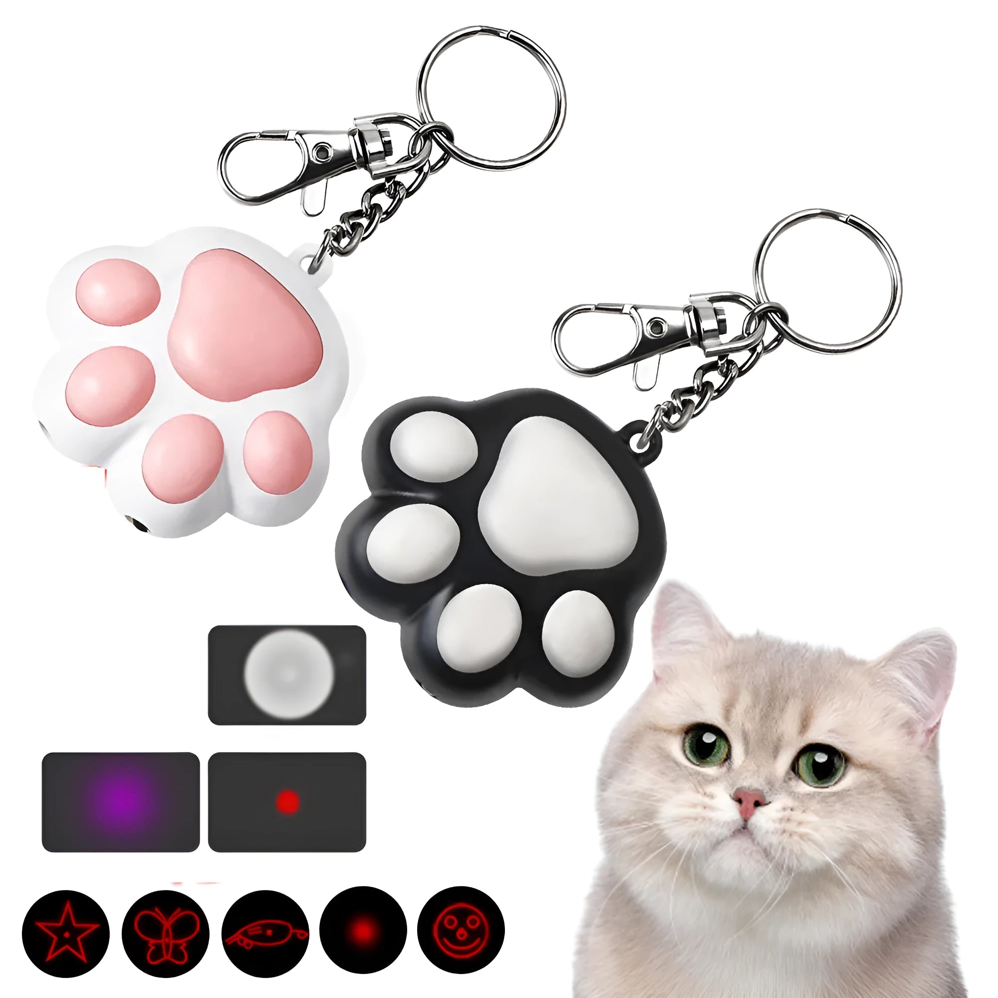 USB rechargeable infrared laser teaser toy for cats with keychain attachment
