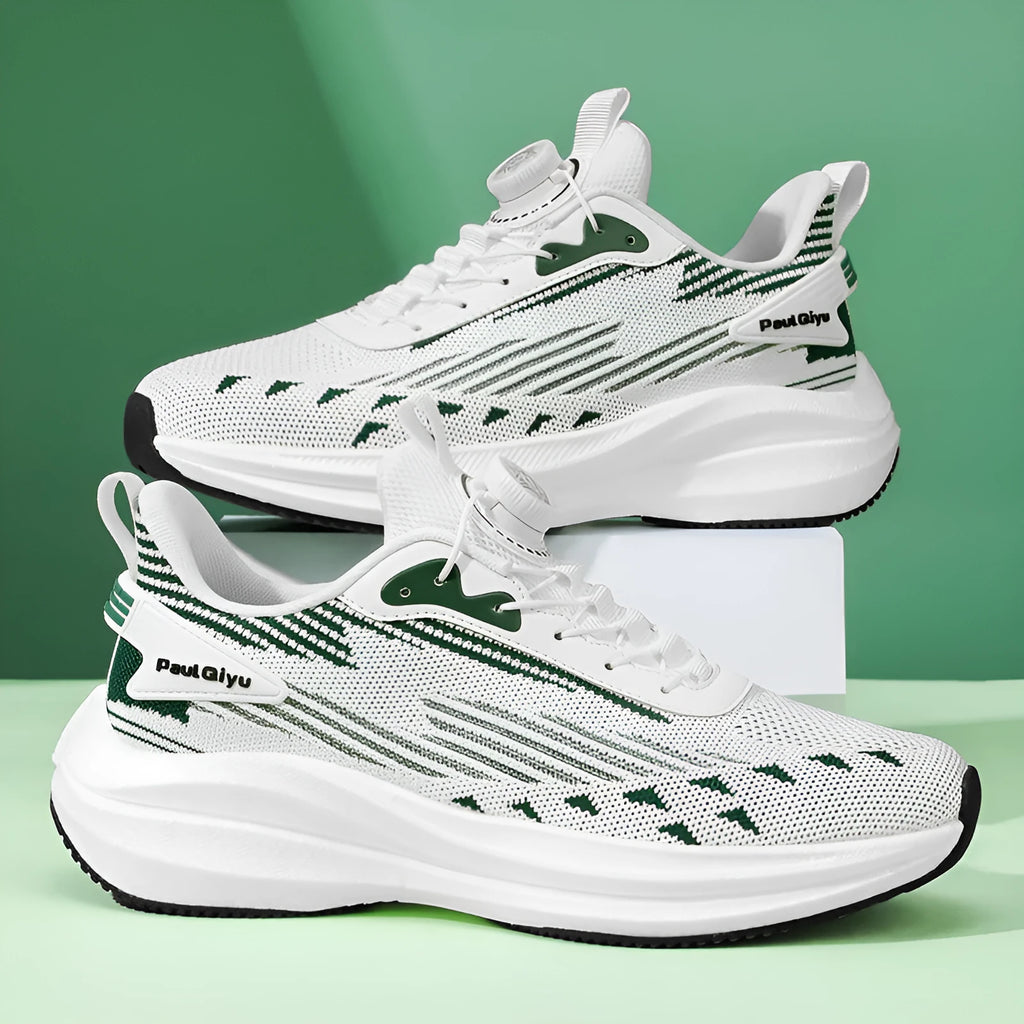Men's rotating buckle Fly-kit mesh casual sports running shoes in three colour options