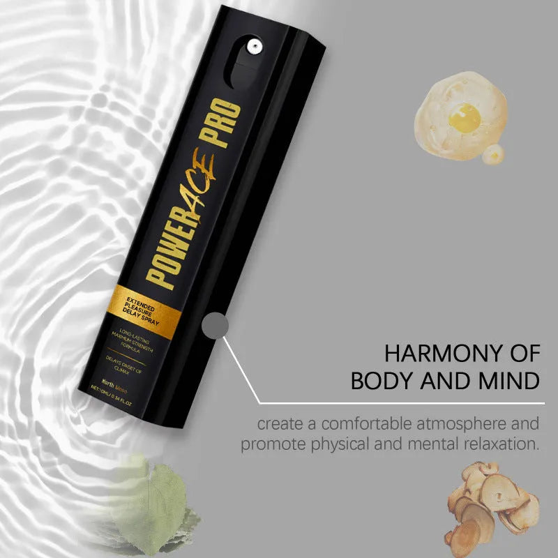 Men's 10 ml body moisturising spray bottle with botanical extracts including Eurycoma longifolia and rhodiola rosea.