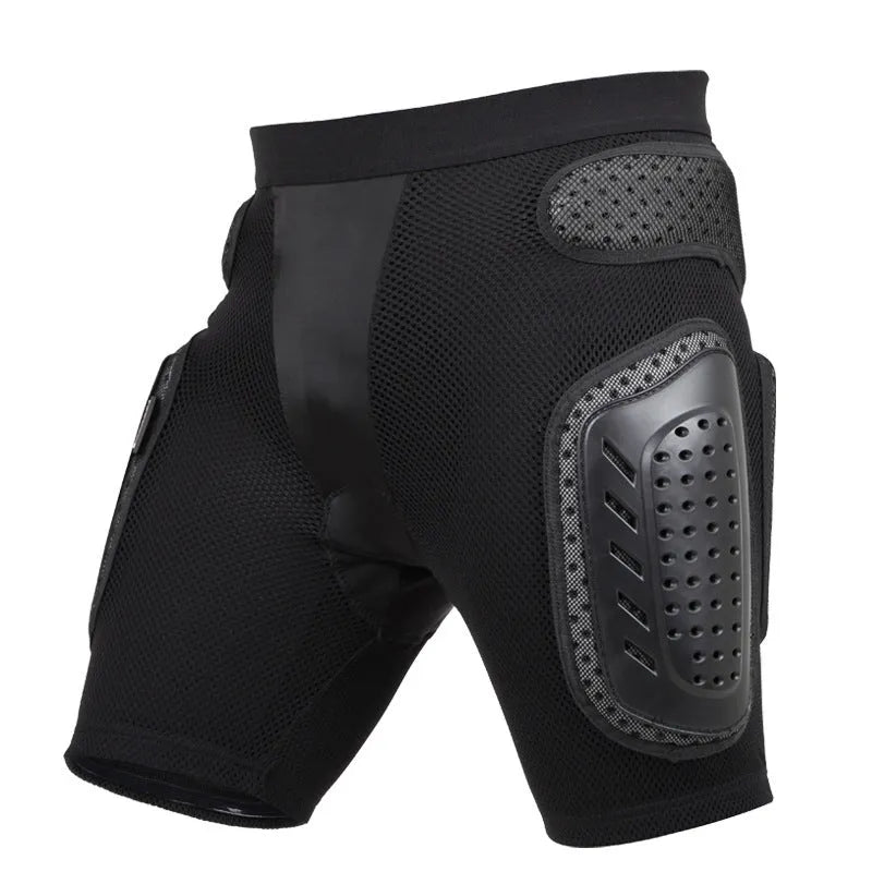 Black cycling hip protection pants for sports safety, shown in size L