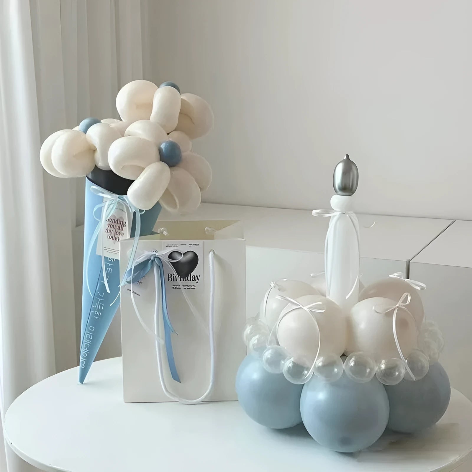 Balloon bouquet DIY kit with round balloon components for party decoration assembly
