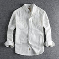 Men's light blue cotton long sleeve shirt with regular fit and cardigan style