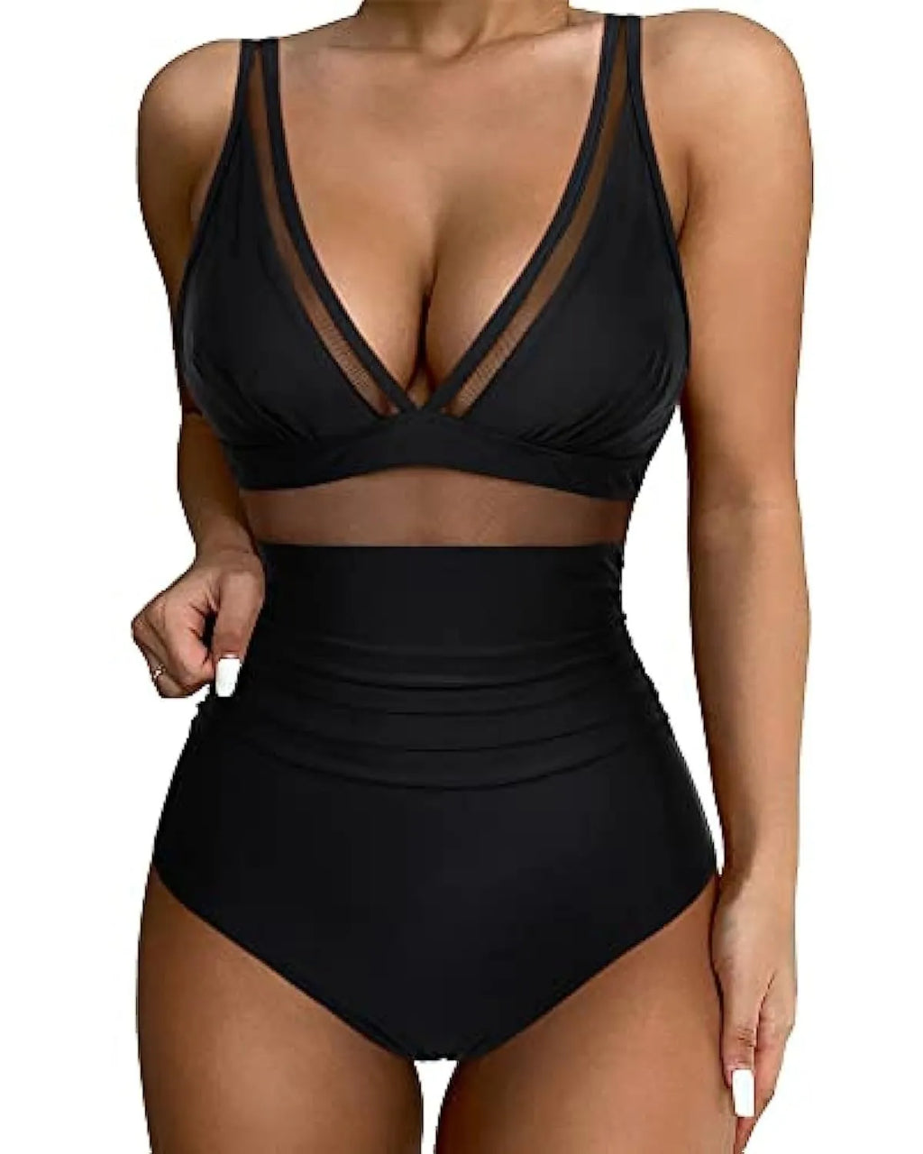 Women's high waist backless one-piece swimsuit in quick-drying polyester fabric