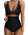 Women's high waist backless one-piece swimsuit in quick-drying polyester fabric