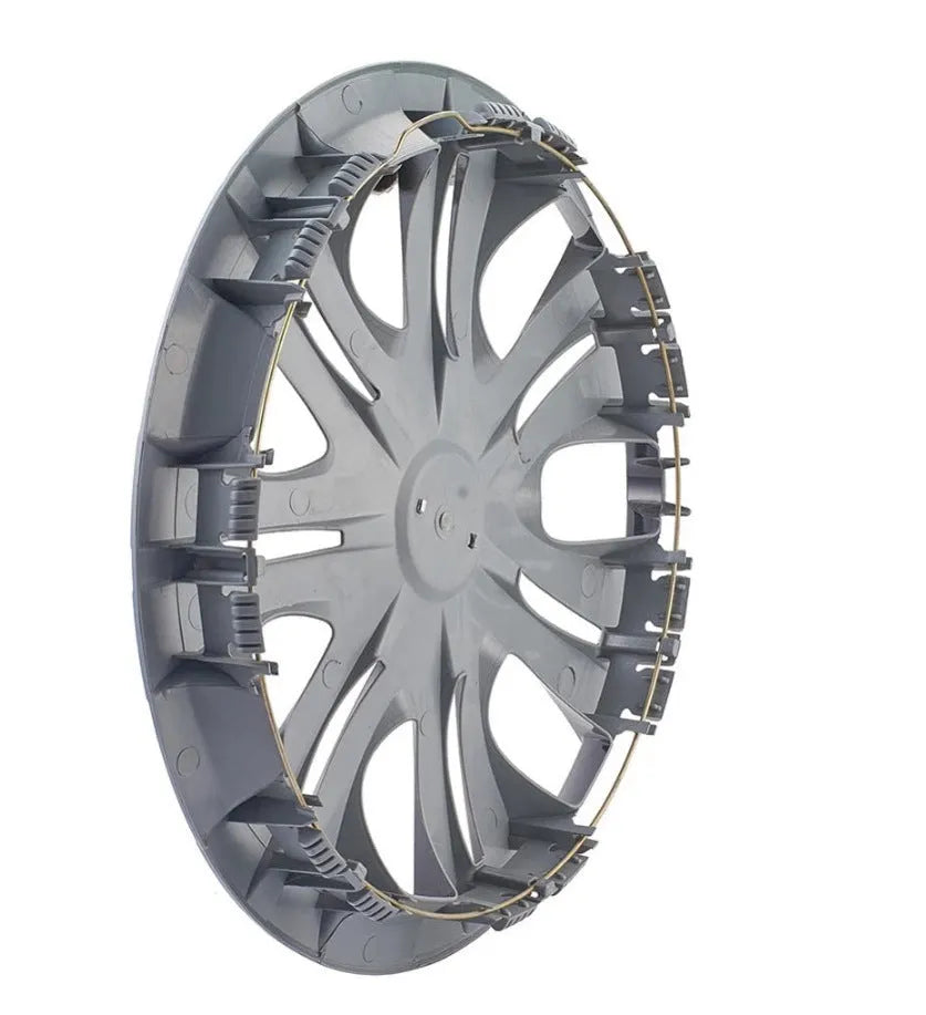 Universal ABS plastic wheel hub cover in monochrome silver, black, or electroplating finish for 13-16 inch car wheels.