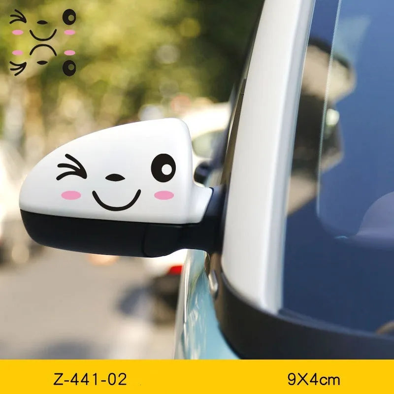 Reflective cartoon car stickers with cute eye designs for vehicle decoration