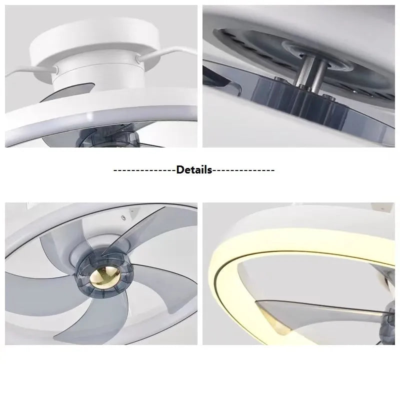 500mm diameter modern ceiling fan light with integrated lighting fixture in multiple colour options
