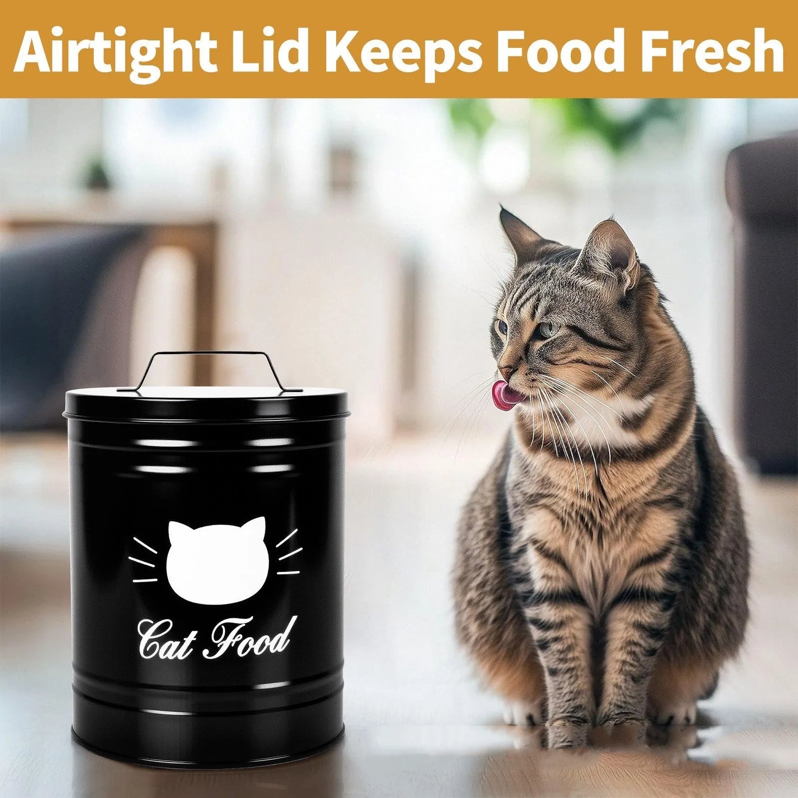 Round iron sheet storage can with black inner box, 301-500ml capacity for dry goods.