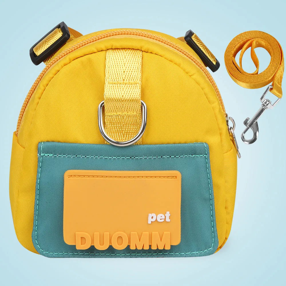 Adjustable dog harness backpack with storage compartment in blue colour