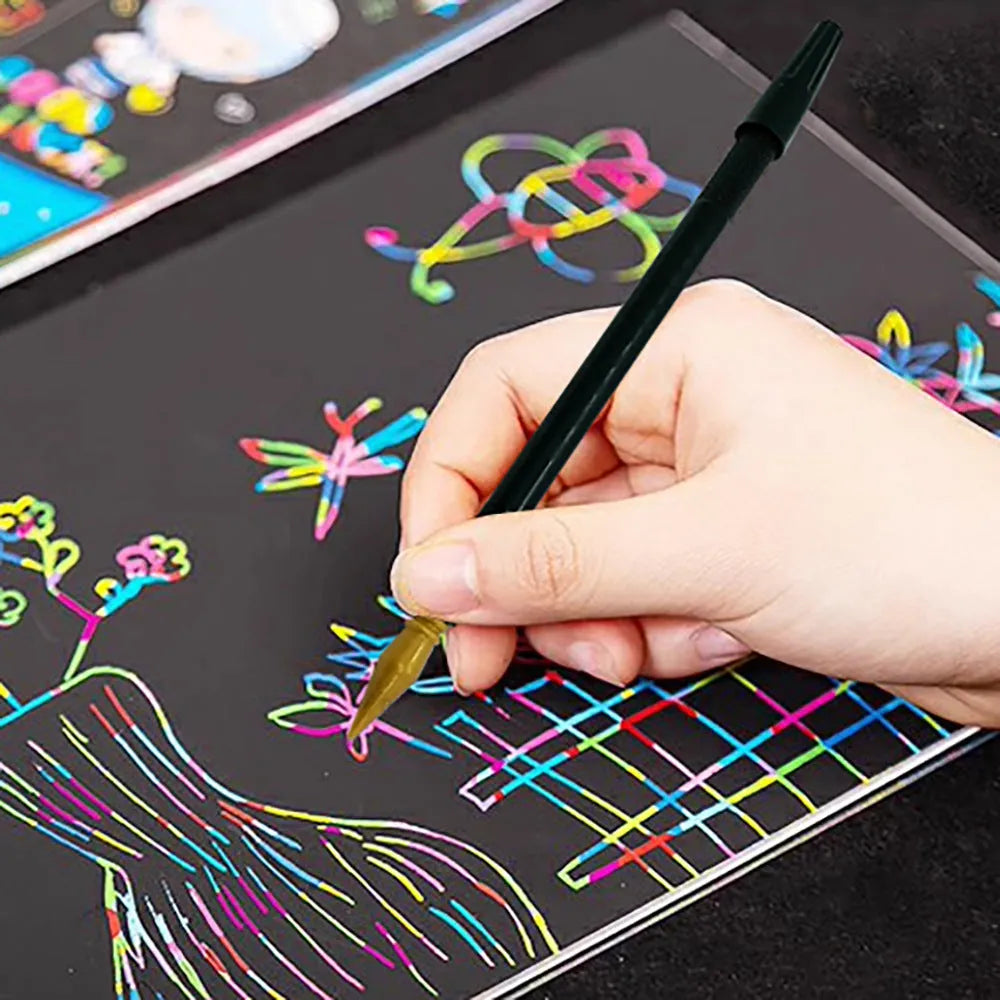 PS plastic scratch art pen for children's rainbow scratch paper drawing activities