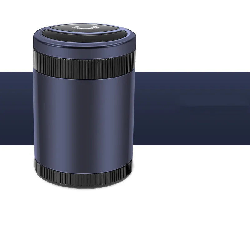 Automatic sensing vehicle ashtray with USB port in grey, black, red, or blue