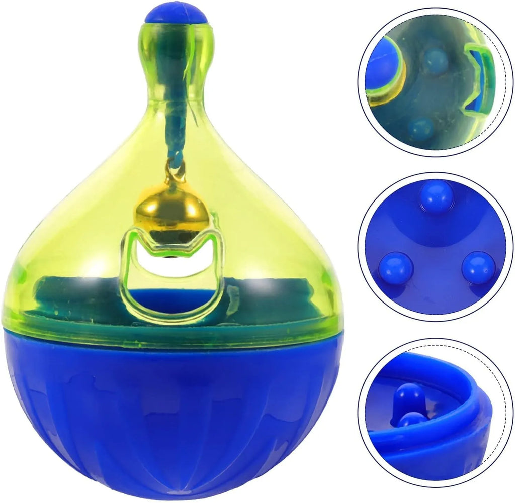 Tumbler-shaped interactive pet treat dispenser toy for dogs and cats
