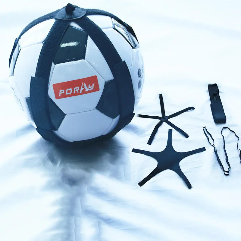 Black football juggling training belt with 2m cord for solo ball control practice