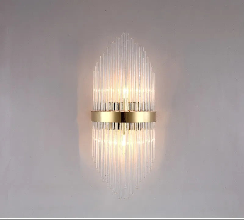 Modern crystal wall lamp in light luxury style with metal finish options