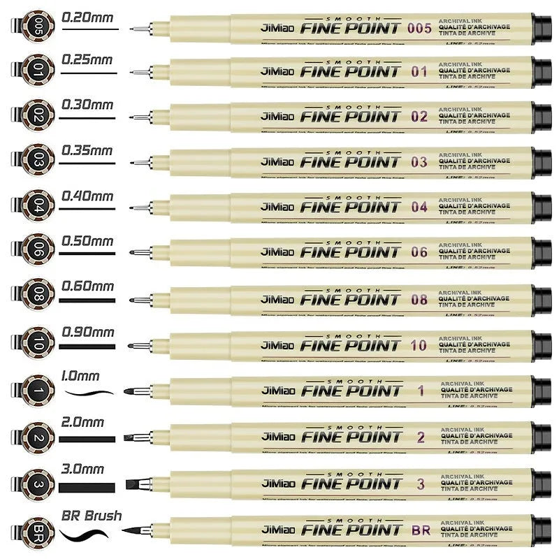 Waterproof needle pen with hook line art cartoon design on 133mm plastic body