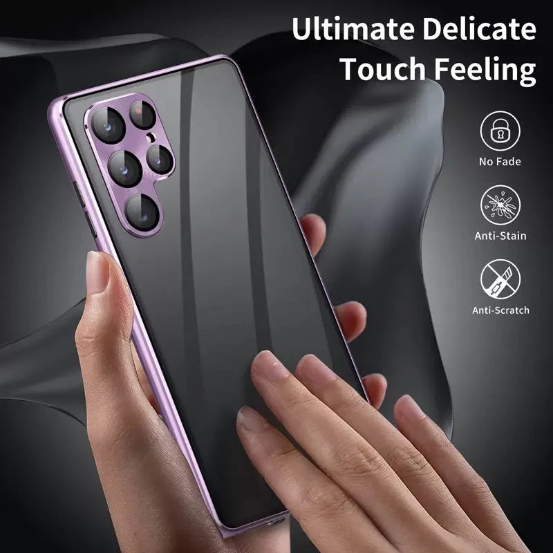 Magnetic phone case with mirror for Samsung Galaxy in black, gold, silver, blue, green, purple or red
