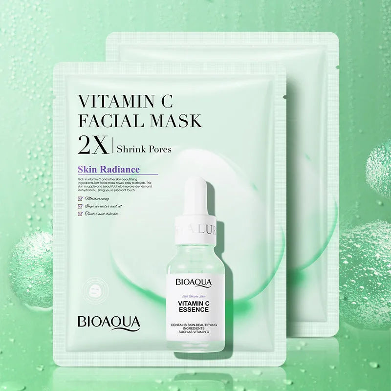 Single-use gel facial sheet mask in packaging, 30g collagen or hyaluronic acid formula.
