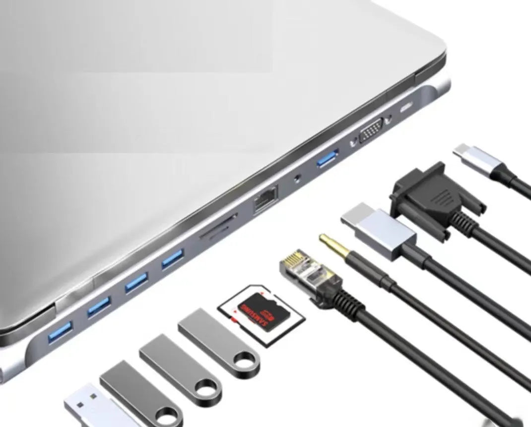 Type-C 7-in-1 expansion dock with HDMI port, USB 3.0 hub, and 15cm connecting cable