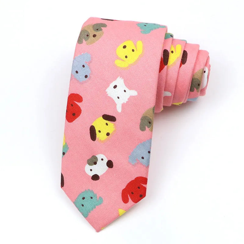 Korean style narrow men's cotton bow tie with a printed cartoon pattern, shown in colour GH21-01.