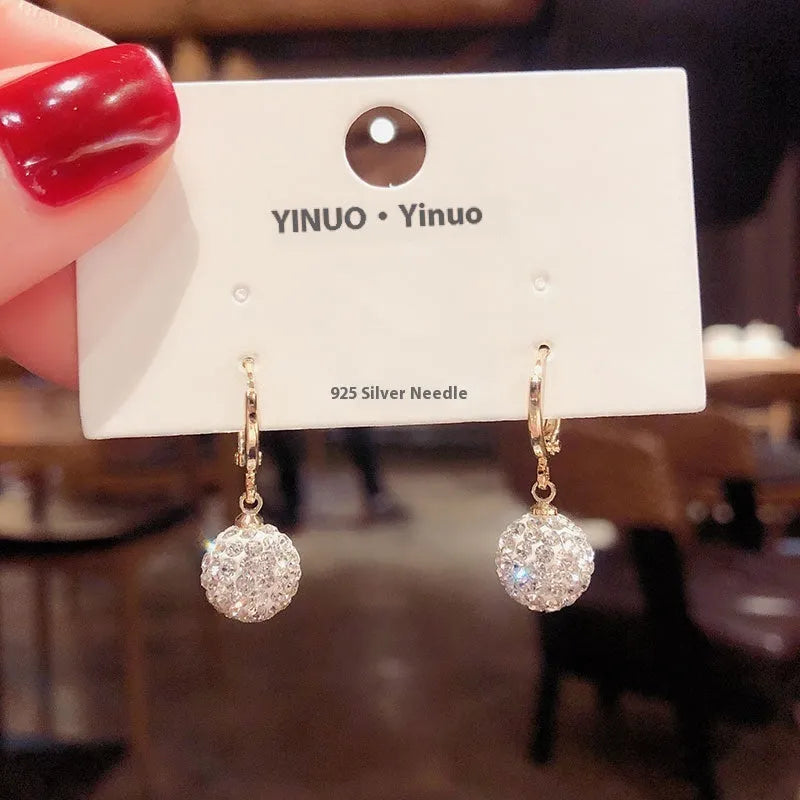 Women's geometric earrings with zircon accents and electroplated finish in multiple colour options
