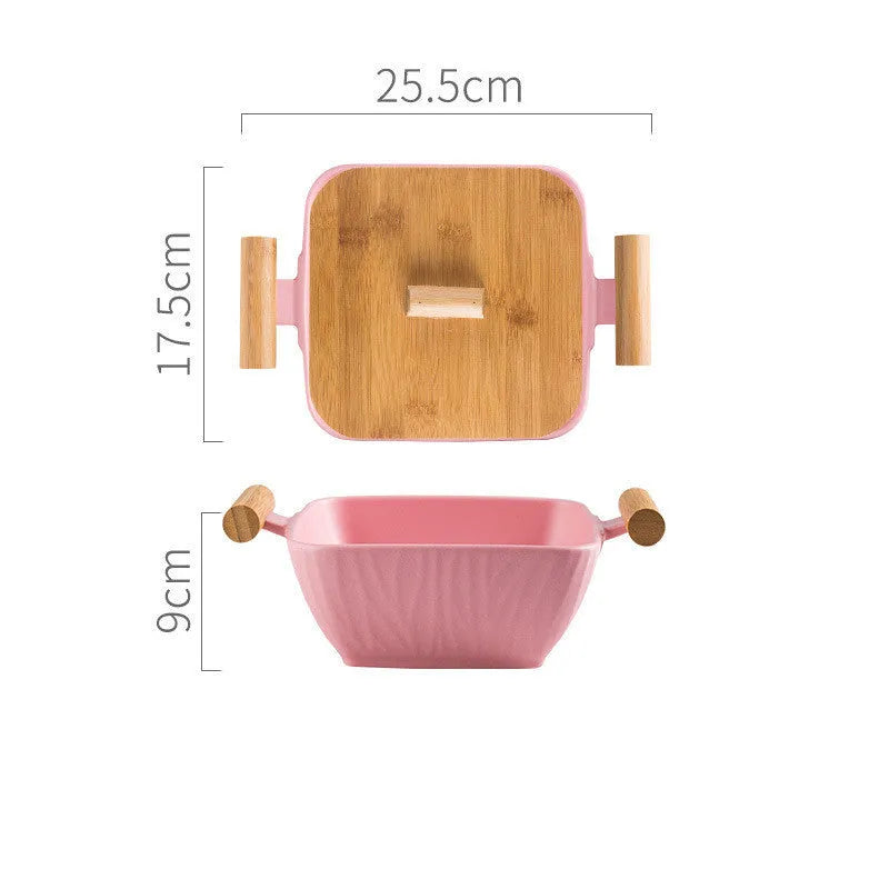 Irregular shaped porcelain ceramic bowl with matching lid available in multiple colours