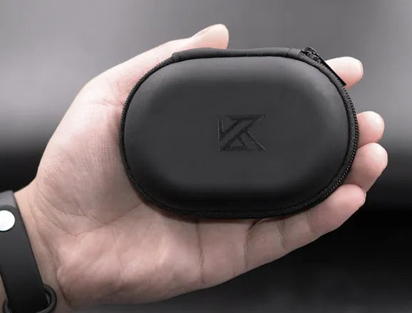 Black oval leather earphone storage case for EDX PRO and compatible in-ear monitors