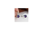 Geometric square copper ear clip earrings with moissanite inlays in a gold electroplated finish.