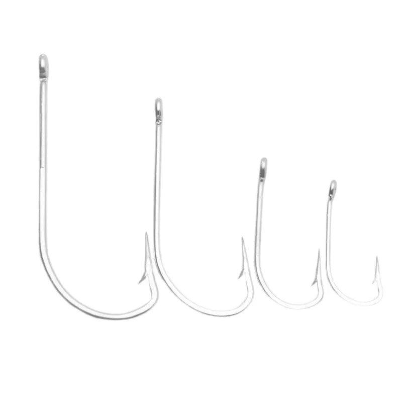 Multi-specification stainless steel sea fishing hooks for ocean boat angling in alloy construction