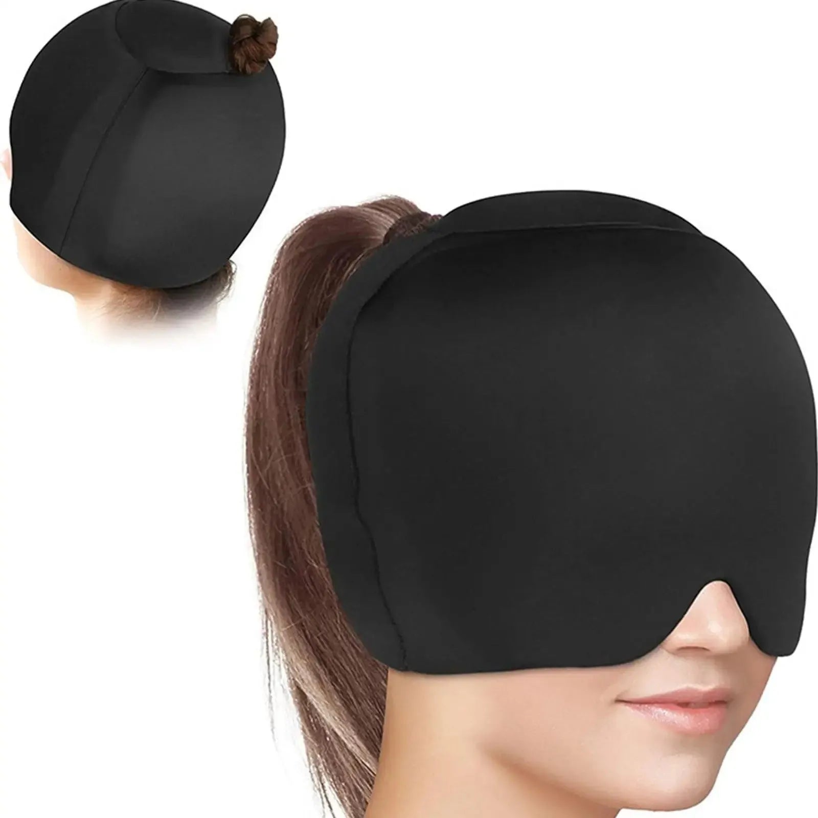 Simple solid colour cold compress cap with fully enclosed design in polyester fabric