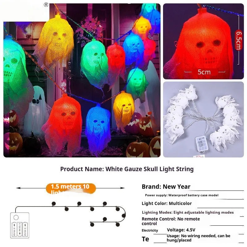 Halloween coloured battery-powered LED string lights for indoor wall decoration