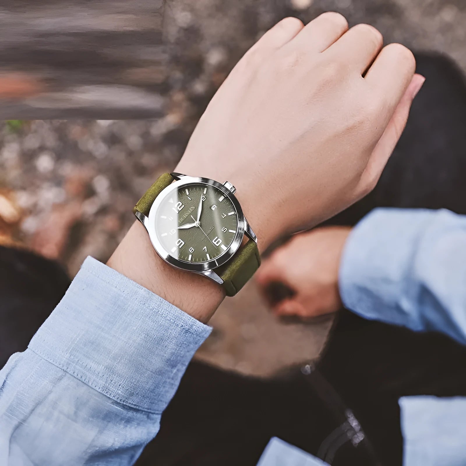 Men's automatic mechanical watch with retro leather strap showing multiple colour dial and case combinations