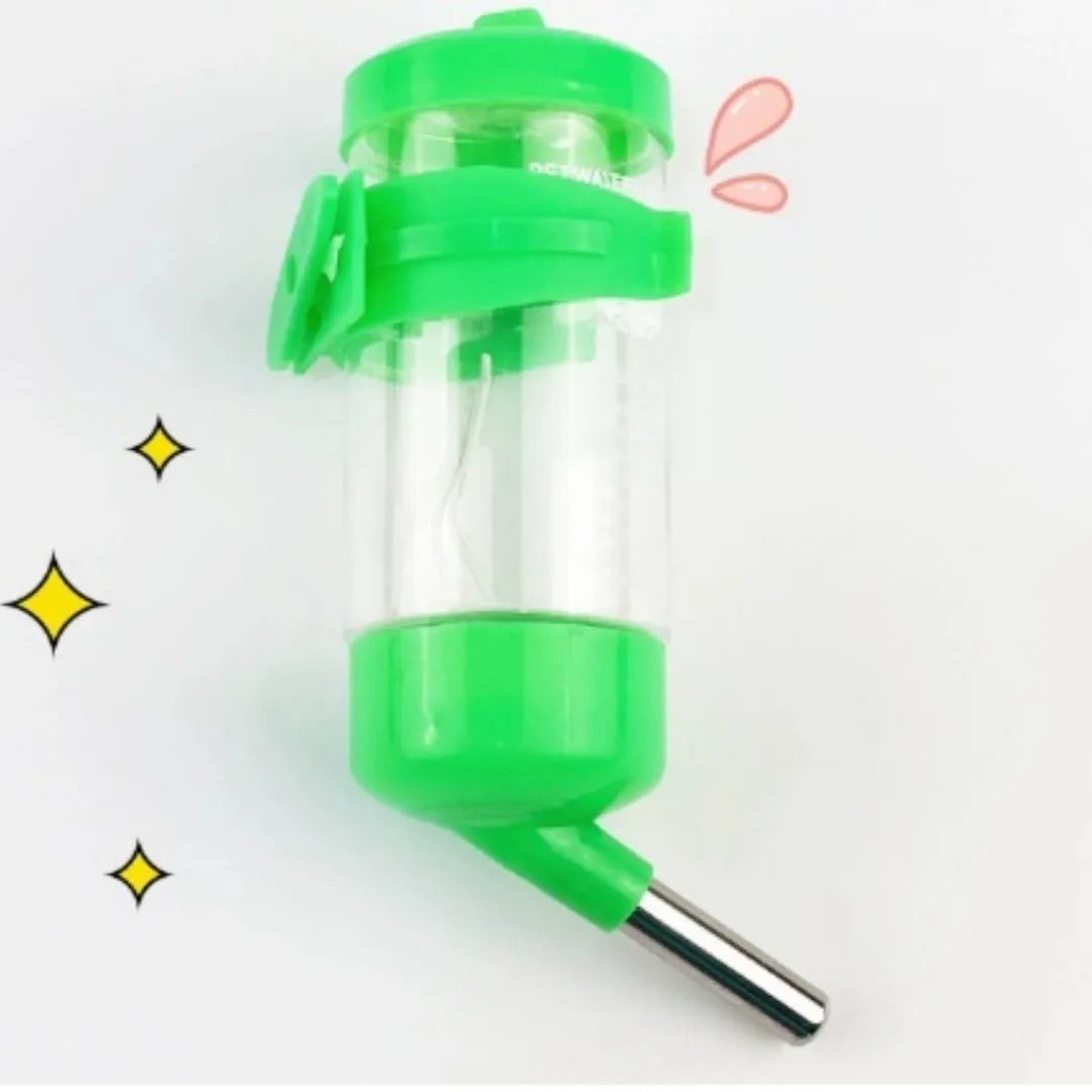 Plastic leak-proof water feeder for small pets in assorted colours on a white background.