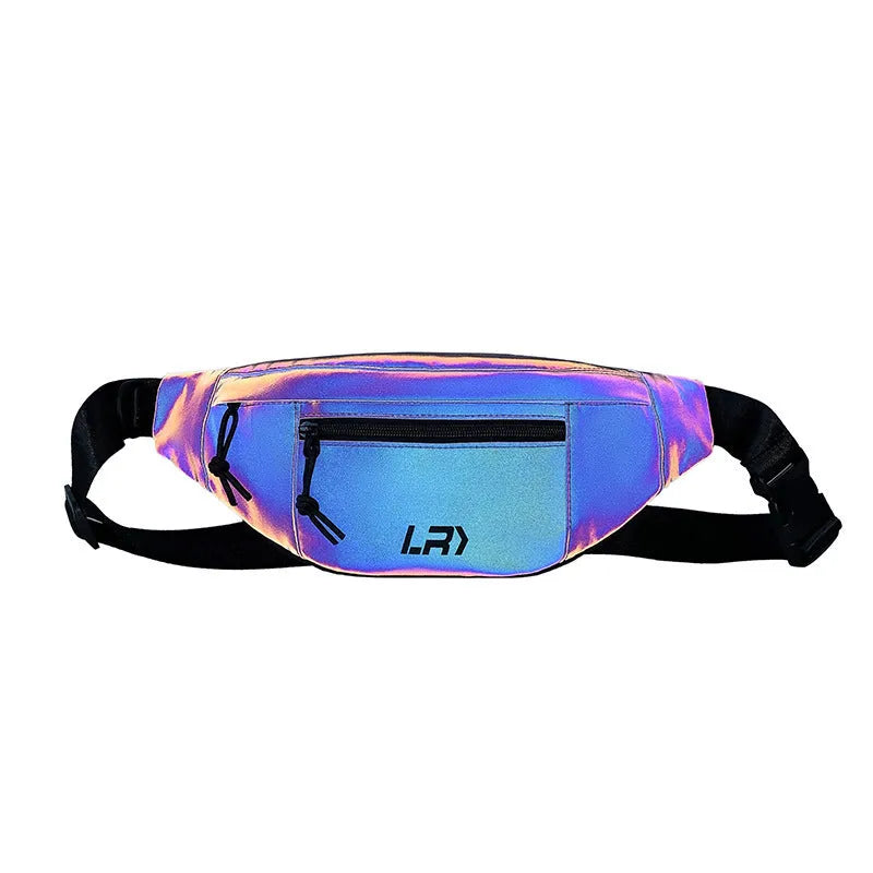 Blue reflective cycling crossbody shoulder bag with open pocket design