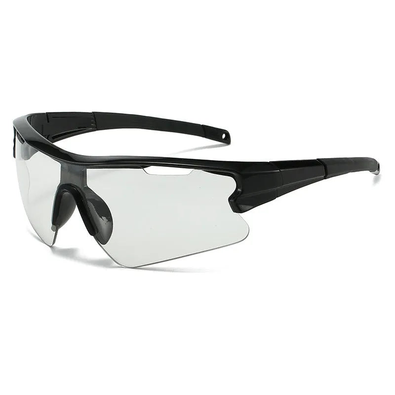 Windproof sports sunglasses with polycarbonate UV400 lenses in black frame grey lens option