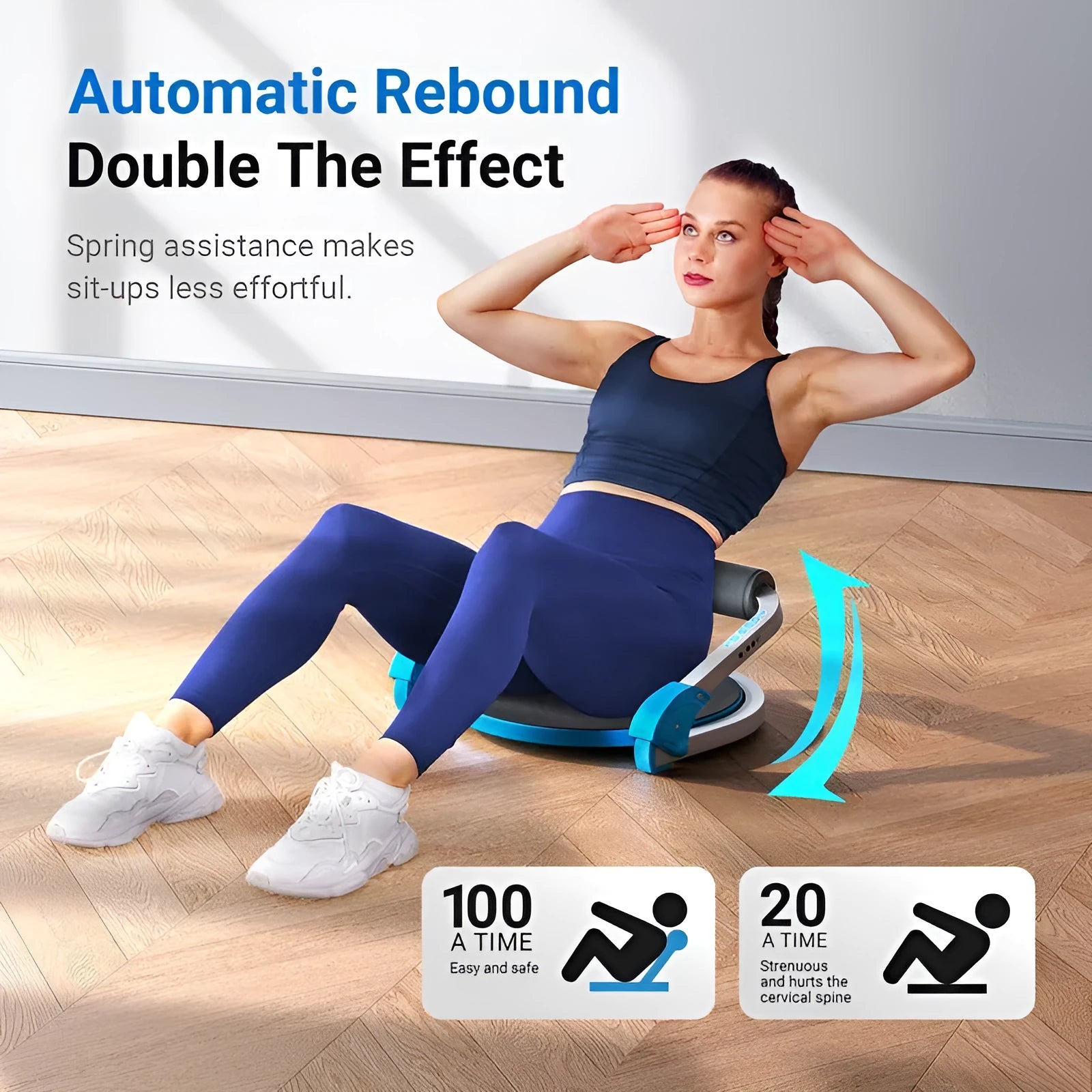 Household mini multifunctional abdominal device in sky blue and red colour options