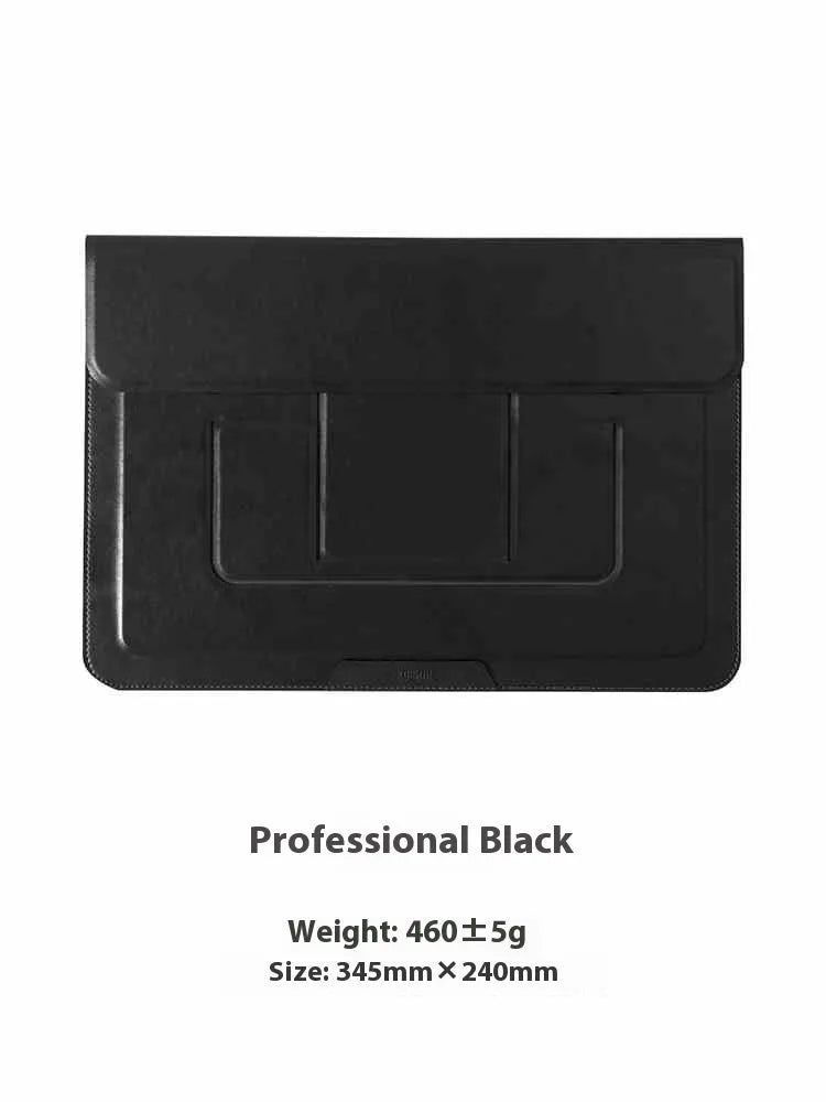 Integrated black laptop bracket bag with stand for 13.3 inch notebooks.