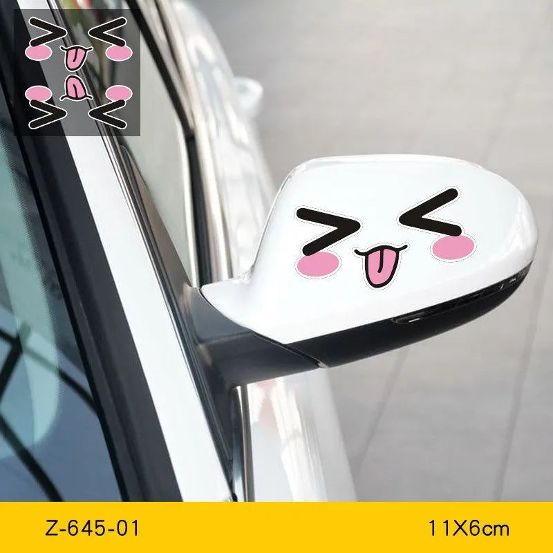 Reflective cartoon car stickers with cute eye designs for vehicle decoration