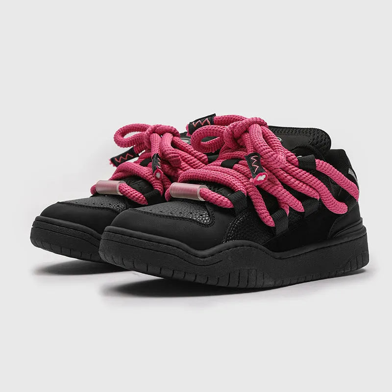Thick-sole unisex casual sneakers in a choice of colours with lace-up front and round toe.