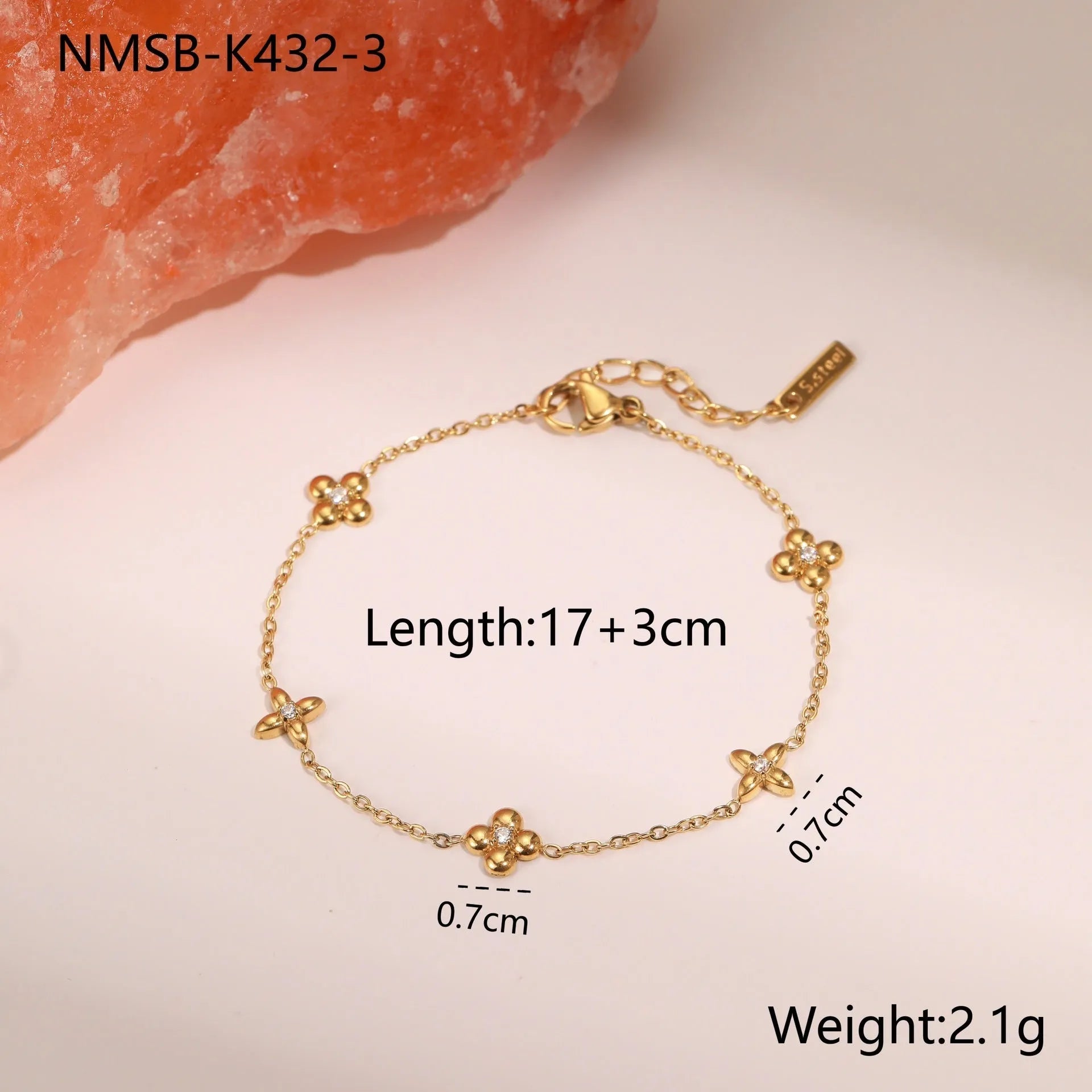 Gold plated stainless steel bracelet with geometric star pendant, women's office jewellery