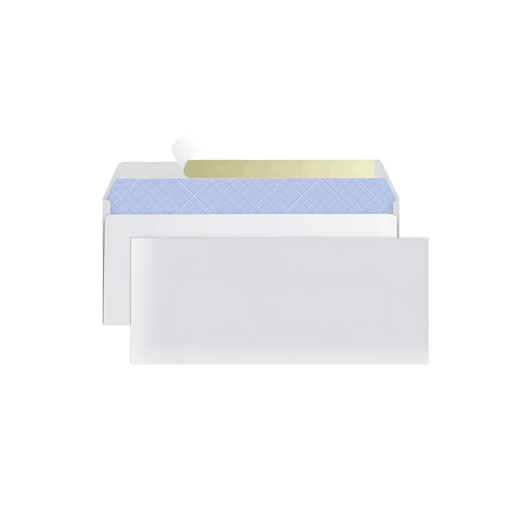 Blue anti-opening self-adhesive confidential security envelope showing tamper-evident sealing, 105x240mm dimensions