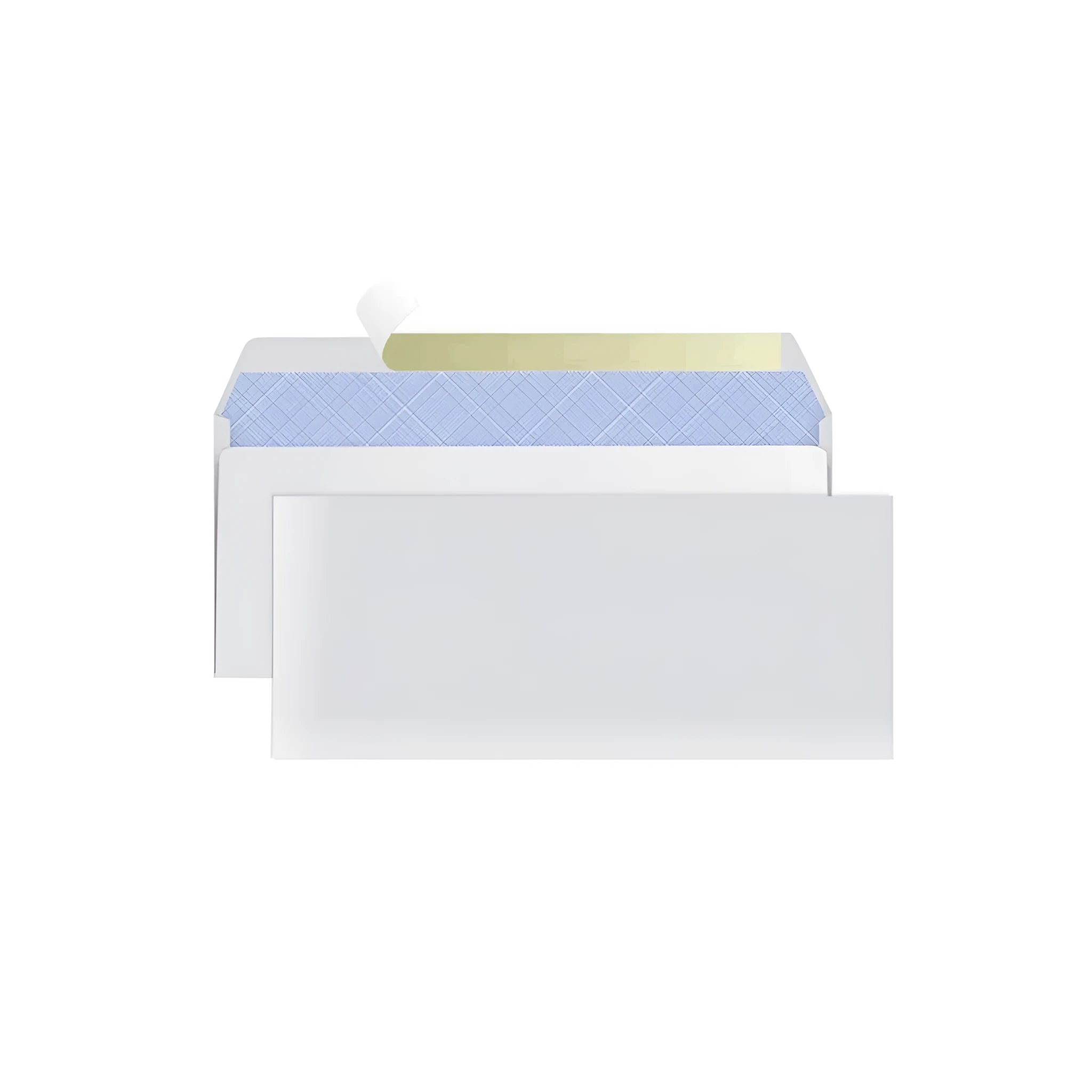 Blue anti-opening self-adhesive confidential security envelope showing tamper-evident sealing, 105x240mm dimensions