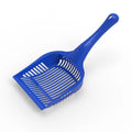 Plastic cat litter scoop in red, yellow or blue colour showing small and medium size options