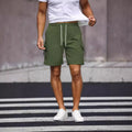 Men's loose fit work shorts in cool silk cotton fabric, available in fluorescent green and army green colours
