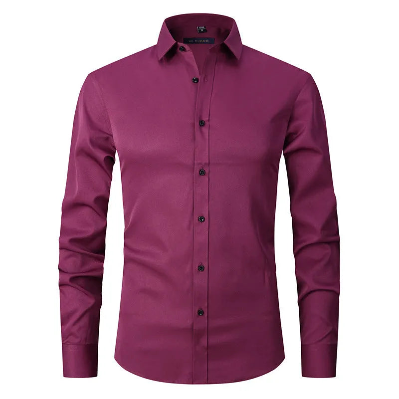 Men's stretch long sleeve work shirt in polyester available in multiple colours with Asian fit sizing