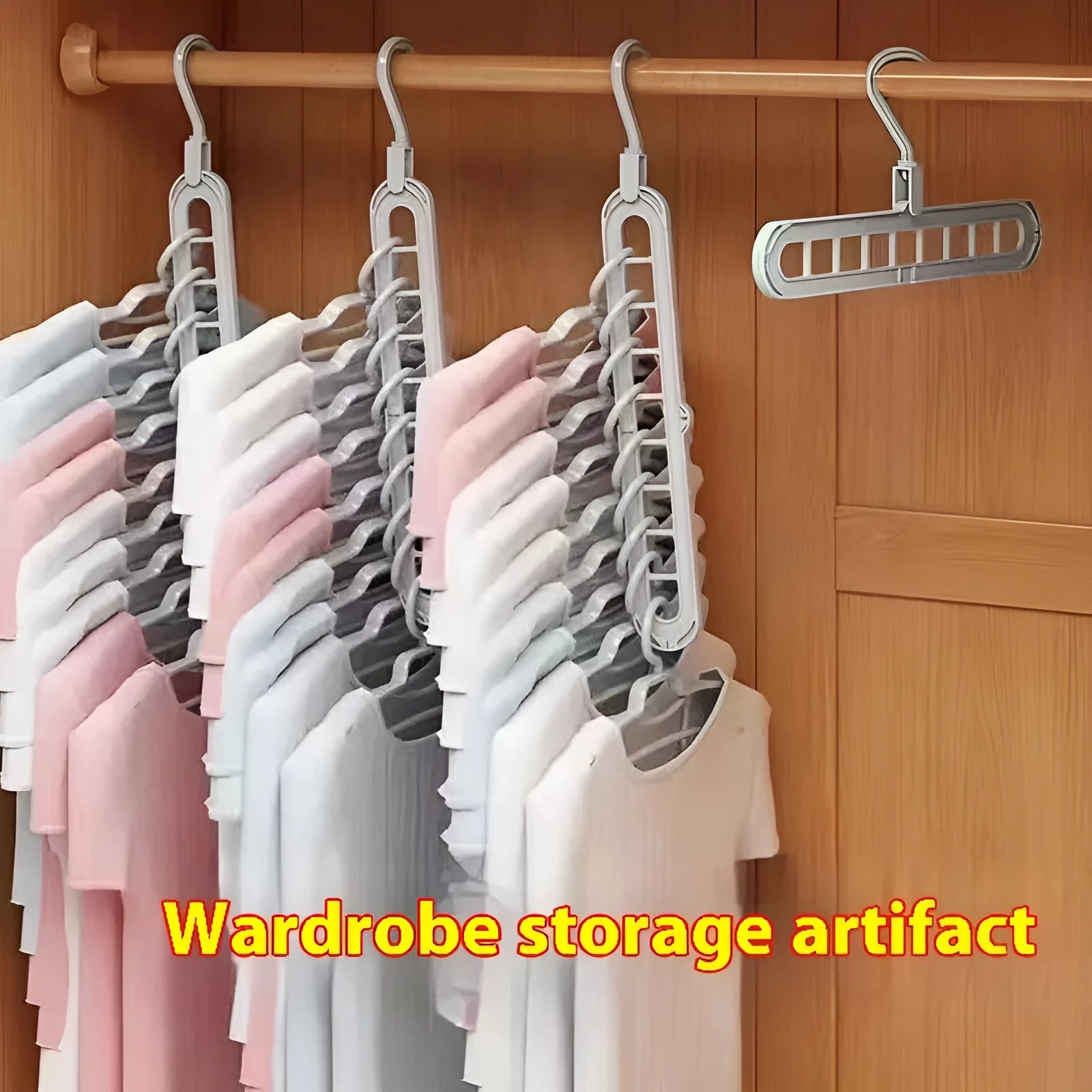 Plastic nine-hole hanger in beige blue gray green or pink for folding pant storage