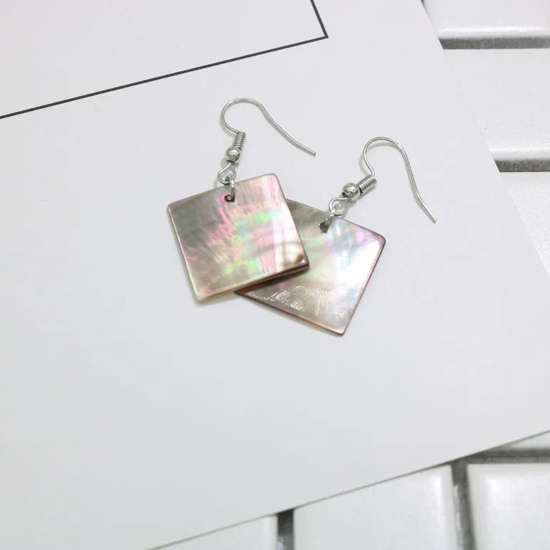 Geometric shell earrings for women in square panther or rectangular shell designs