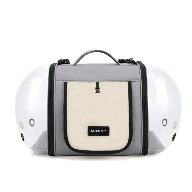 Outdoor portable one-shoulder pet bag in solid colour with roller shutter access for cats under 10.00kg