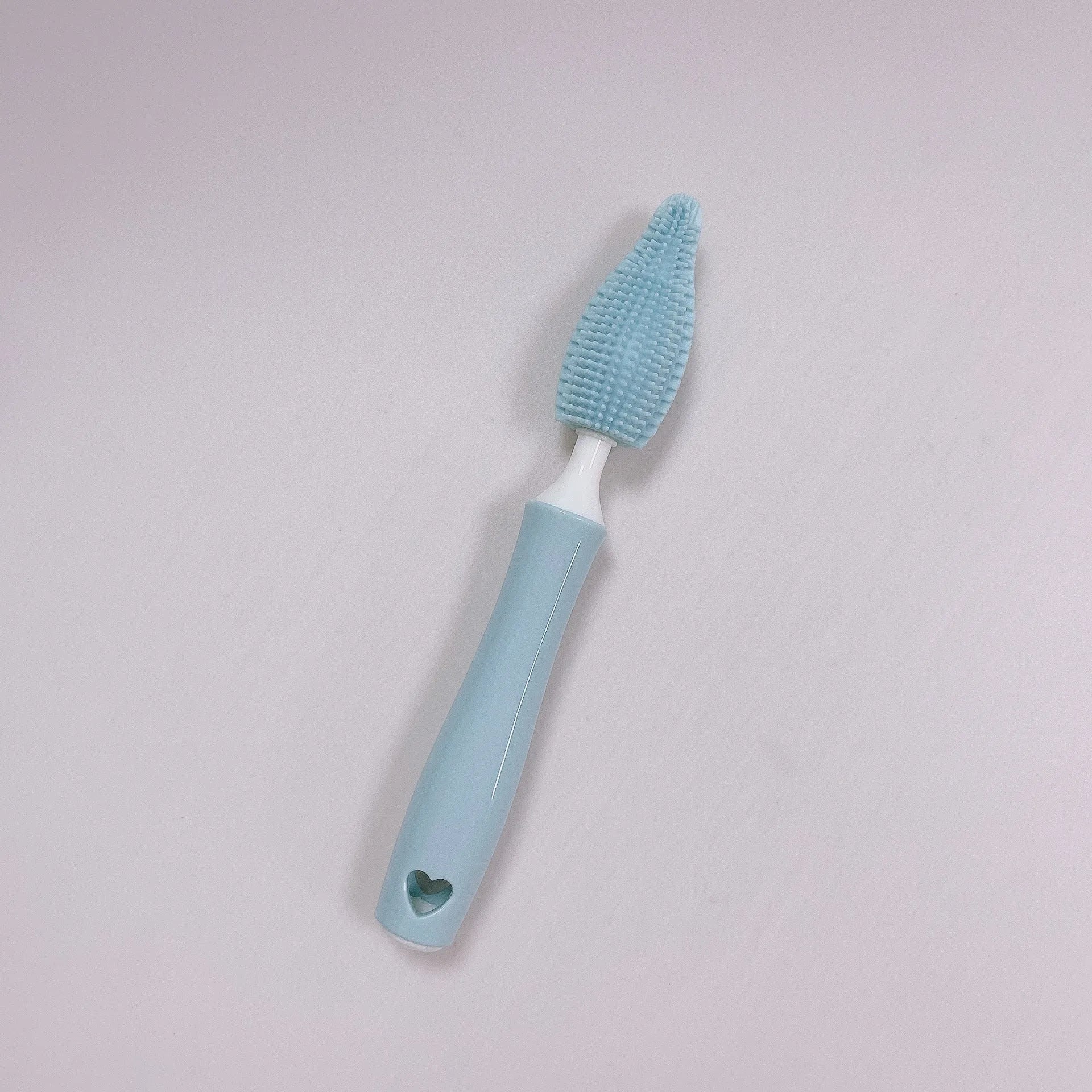 Silicone baby bottle brush set with main brush and straw cleaning attachment